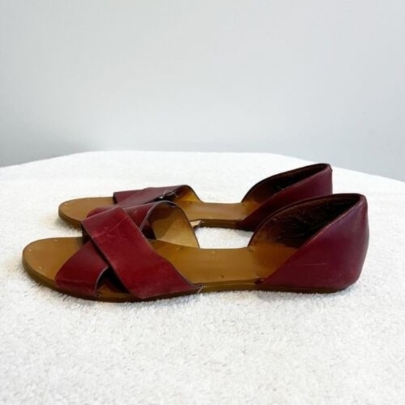 Madewell Red Leather The Thea Crisscross Flat Sandals Women’s 9 Shoes *Read - Picture 7 of 12